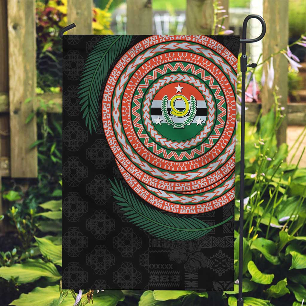 Penama Tribal Tattoo with Namele Leaves Garden Flag LT03 Garden Flag Black - Polynesian Pride