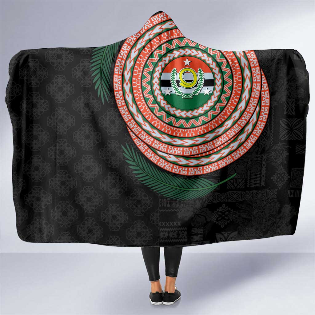 Penama Tribal Tattoo with Namele Leaves Hooded Blanket LT03 One Size Black - Polynesian Pride