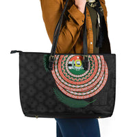 Penama Tribal Tattoo with Namele Leaves Leather Tote Bag LT03 - Polynesian Pride