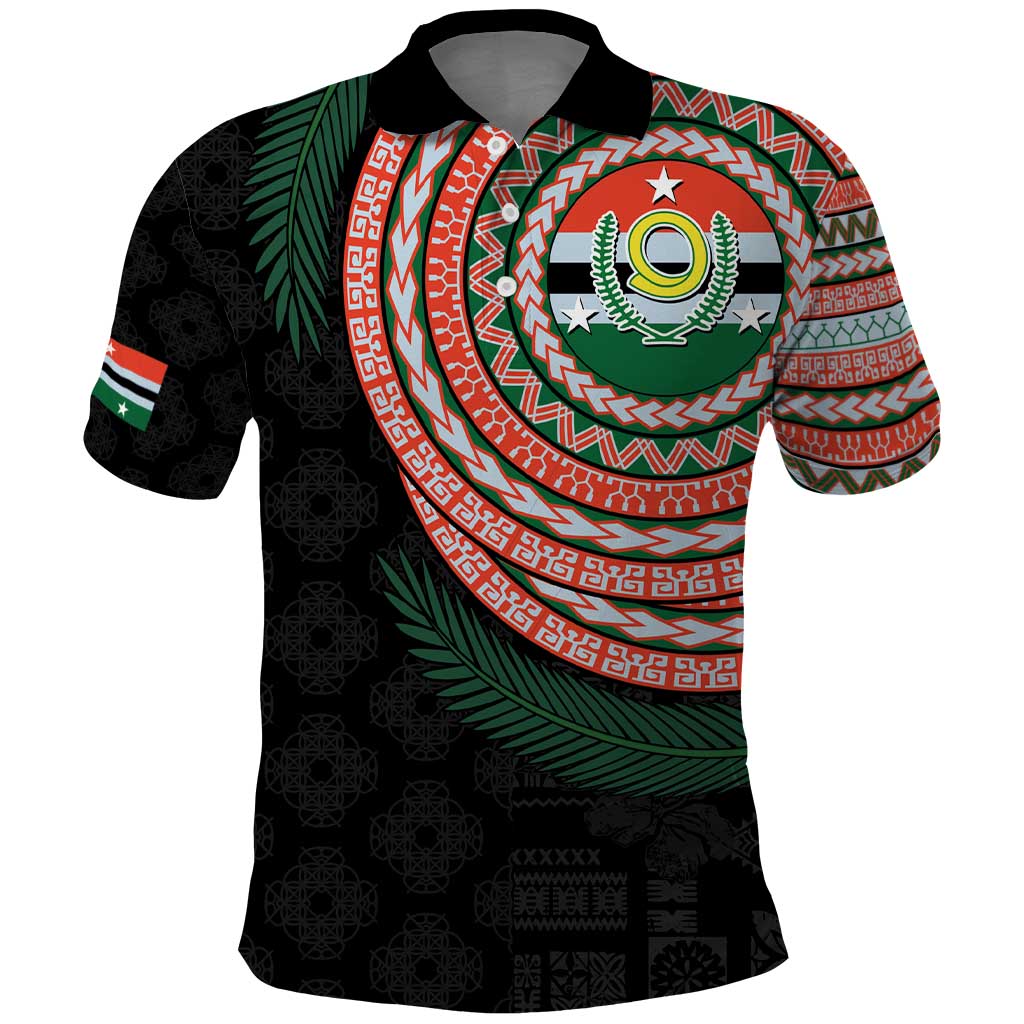 Penama Tribal Tattoo with Namele Leaves Polo Shirt LT03 Black - Polynesian Pride