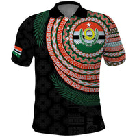 Penama Tribal Tattoo with Namele Leaves Polo Shirt LT03 Black - Polynesian Pride