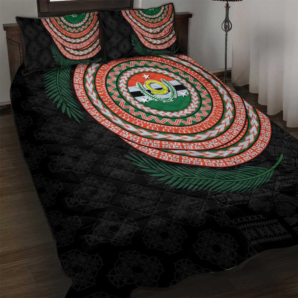 Penama Tribal Tattoo with Namele Leaves Quilt Bed Set LT03 Black - Polynesian Pride