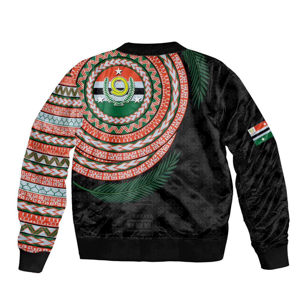 Penama Tribal Tattoo with Namele Leaves Sleeve Zip Bomber Jacket LT03 - Polynesian Pride