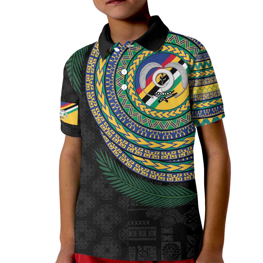 Torba Tribal Tattoo with Namele Leaves Kid Polo Shirt LT03 Kid Black - Polynesian Pride