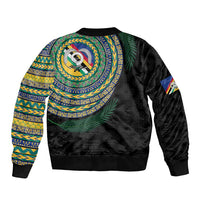 Torba Tribal Tattoo with Namele Leaves Sleeve Zip Bomber Jacket LT03 - Polynesian Pride