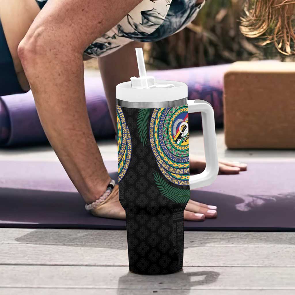 Torba Tribal Tattoo with Namele Leaves Tumbler With Handle LT03 - Polynesian Pride
