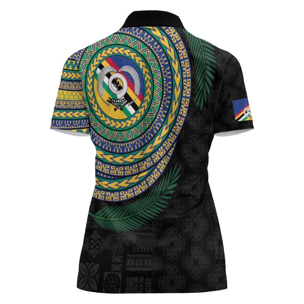Torba Tribal Tattoo with Namele Leaves Women Polo Shirt LT03 - Polynesian Pride