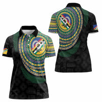 Torba Tribal Tattoo with Namele Leaves Women Polo Shirt LT03 - Polynesian Pride