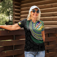 Torba Tribal Tattoo with Namele Leaves Women Polo Shirt LT03 - Polynesian Pride