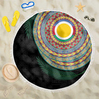 Shefa Tribal Tattoo with Namele Leaves Beach Blanket LT03 One Size 150cm Black - Polynesian Pride