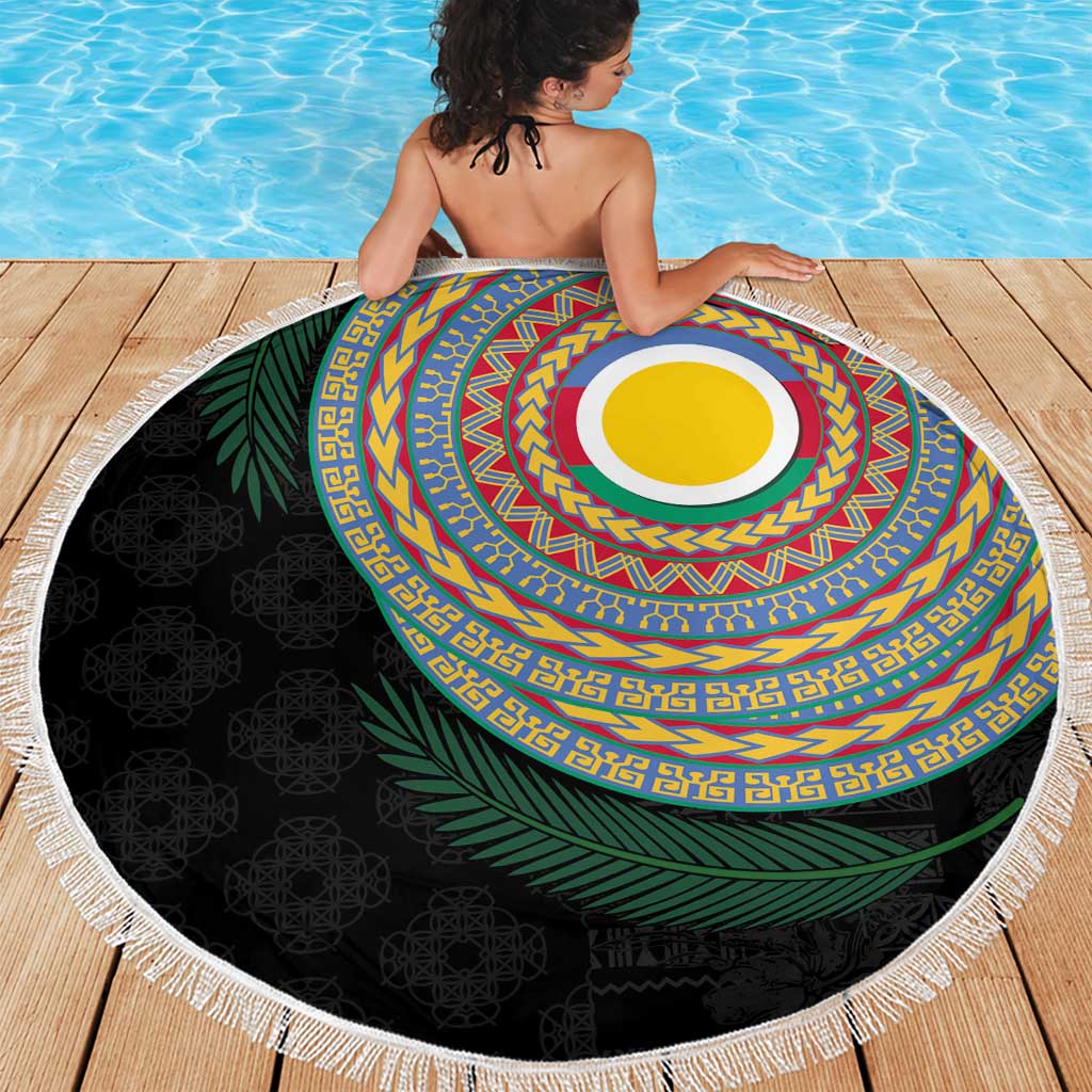 Shefa Tribal Tattoo with Namele Leaves Beach Blanket LT03 - Polynesian Pride