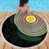 Shefa Tribal Tattoo with Namele Leaves Beach Blanket LT03 - Polynesian Pride