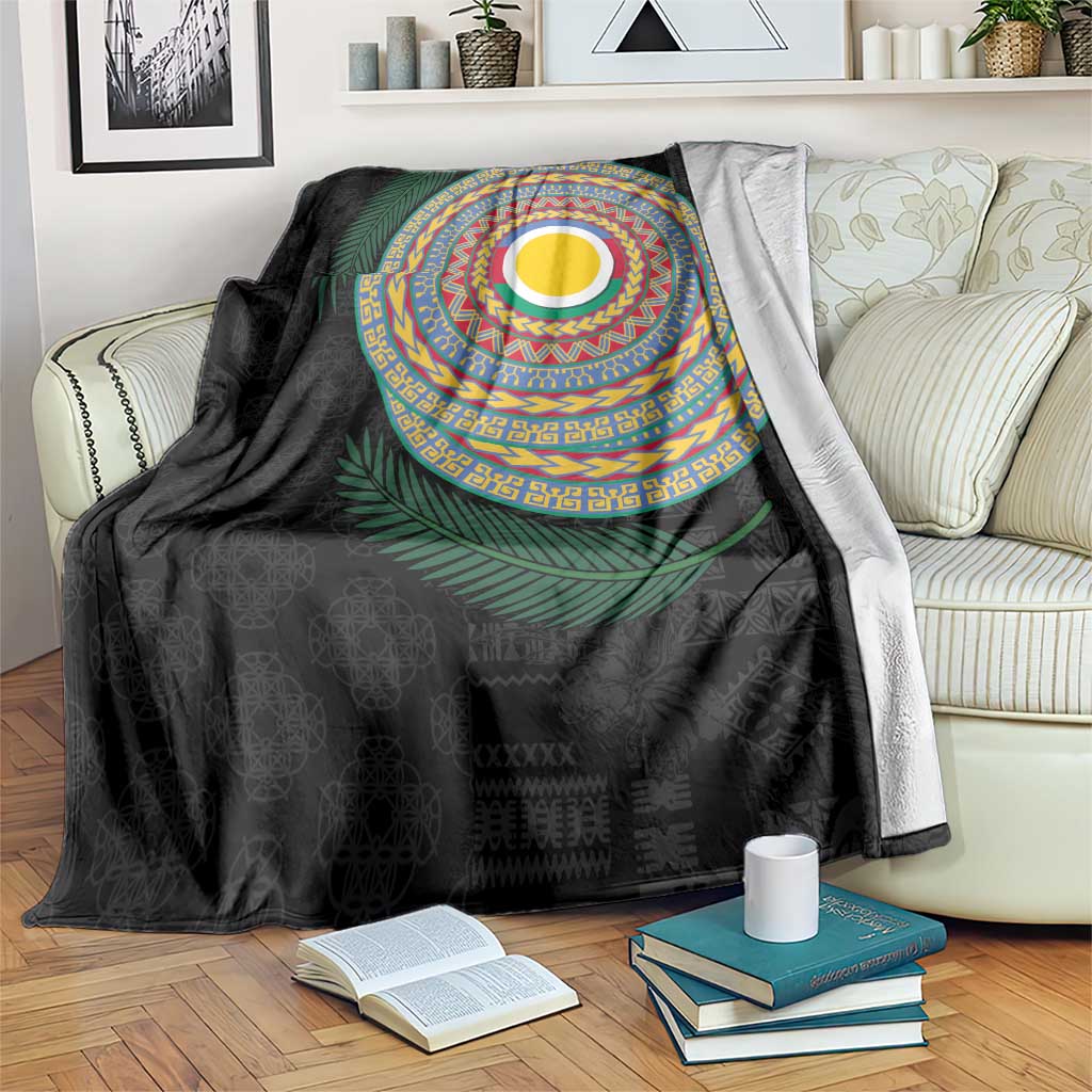 Shefa Tribal Tattoo with Namele Leaves Blanket LT03 Black - Polynesian Pride