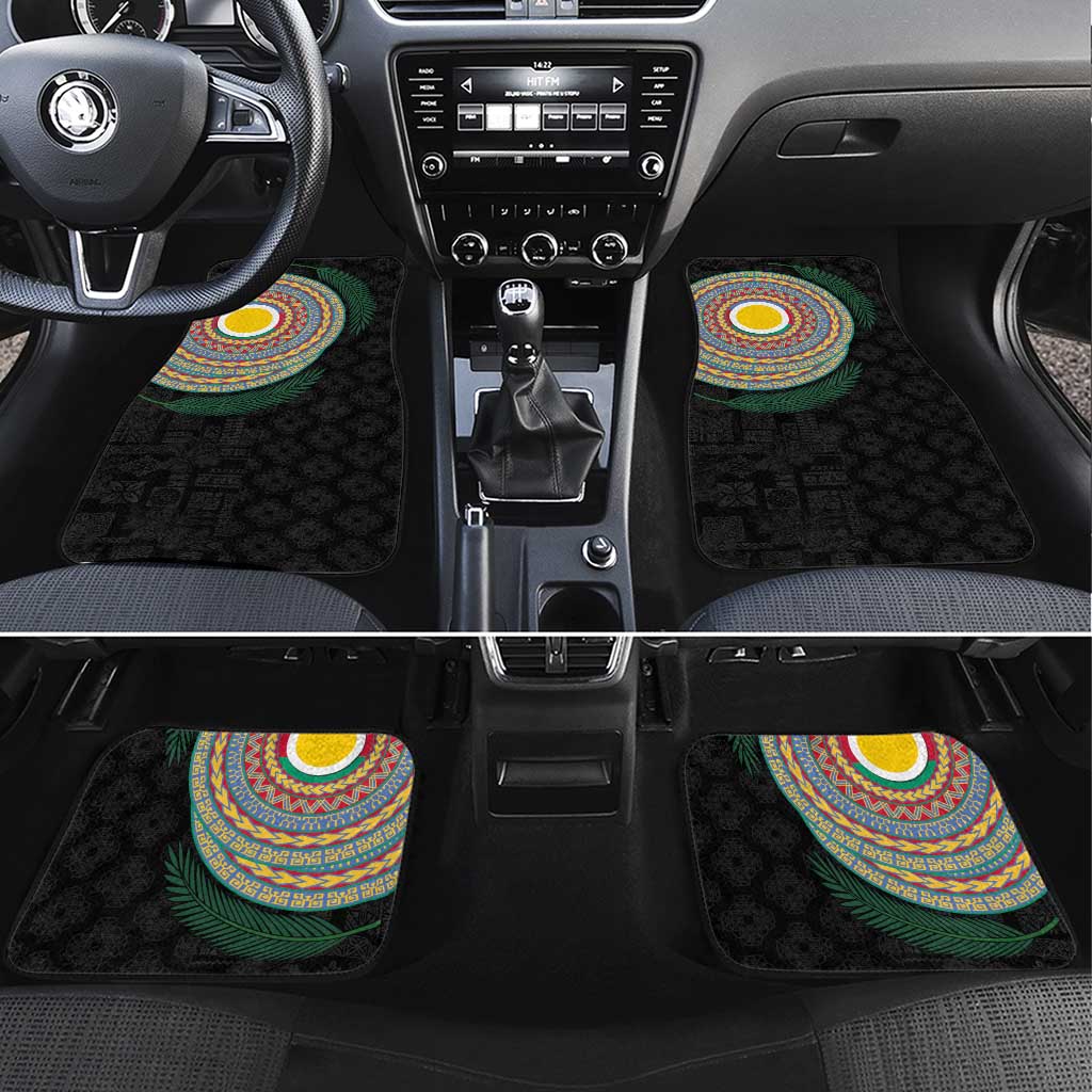 Shefa Tribal Tattoo with Namele Leaves Car Mats LT03 Set 4pcs Black - Polynesian Pride