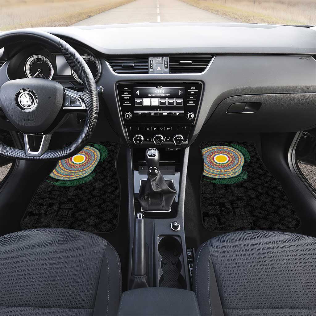 Shefa Tribal Tattoo with Namele Leaves Car Mats LT03 Set 2pcs - Front Black - Polynesian Pride