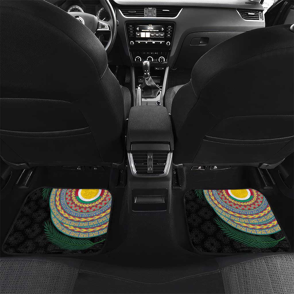 Shefa Tribal Tattoo with Namele Leaves Car Mats LT03 Set 2pcs - Back Black - Polynesian Pride