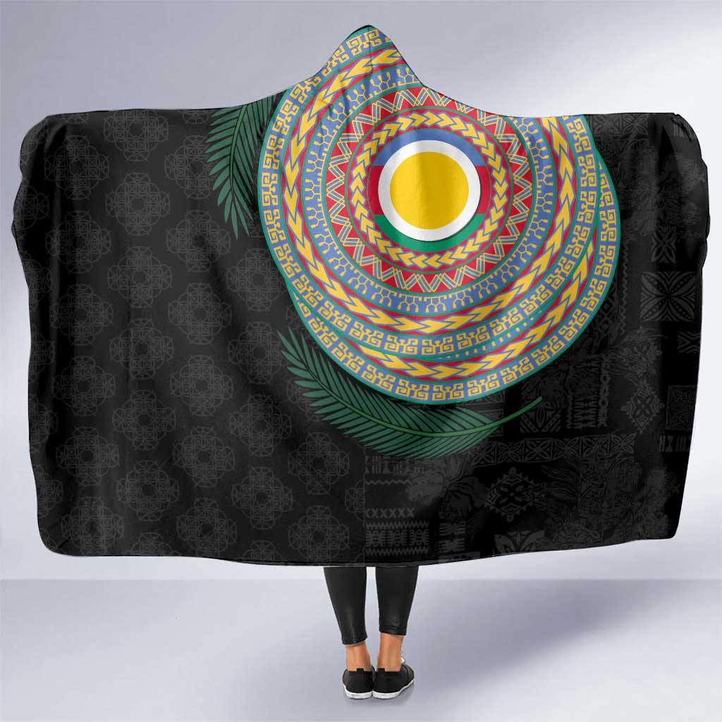 Shefa Tribal Tattoo with Namele Leaves Hooded Blanket LT03 One Size Black - Polynesian Pride