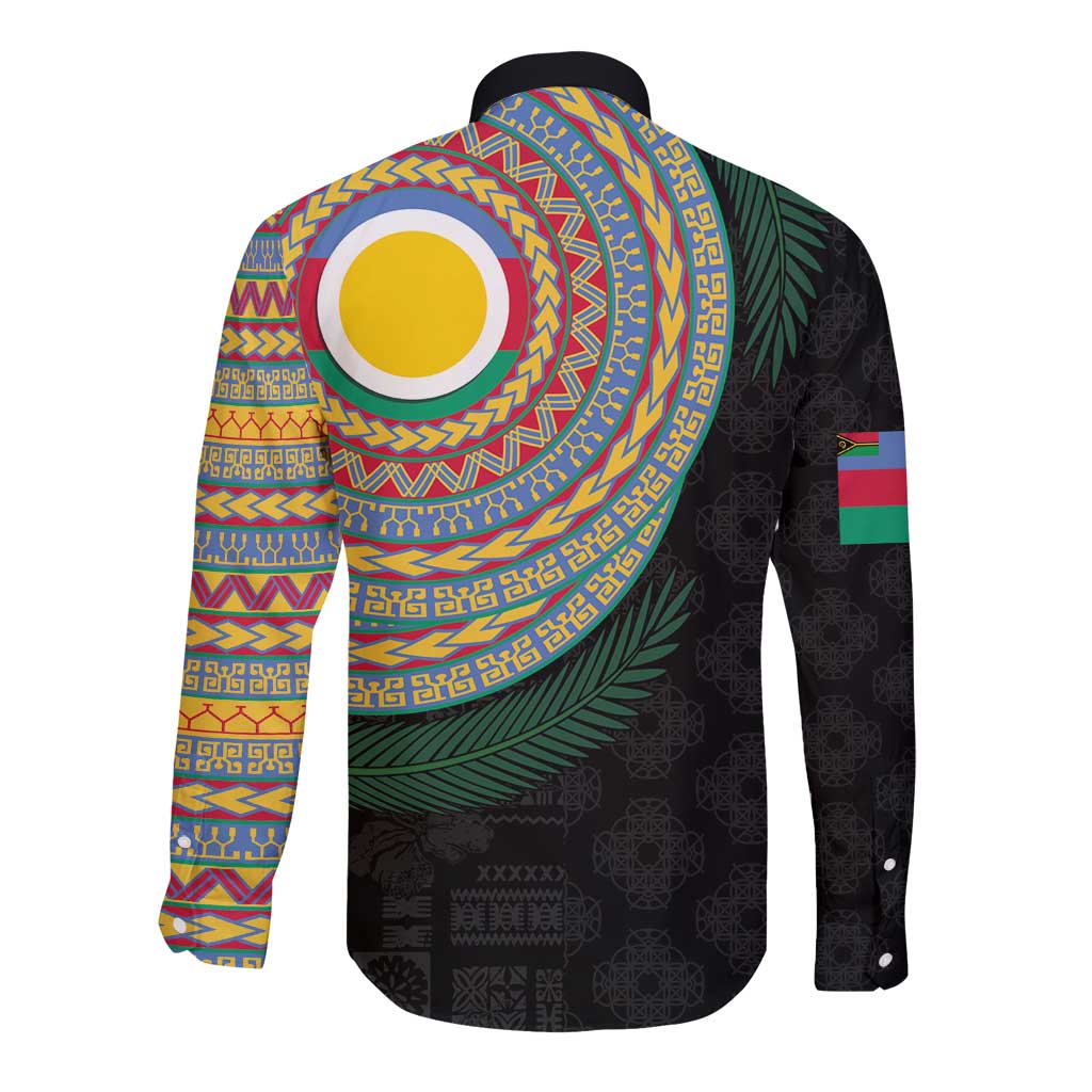 Shefa Tribal Tattoo with Namele Leaves Long Sleeve Button Shirt LT03 - Polynesian Pride