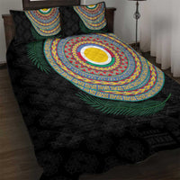 Shefa Tribal Tattoo with Namele Leaves Quilt Bed Set LT03 Black - Polynesian Pride