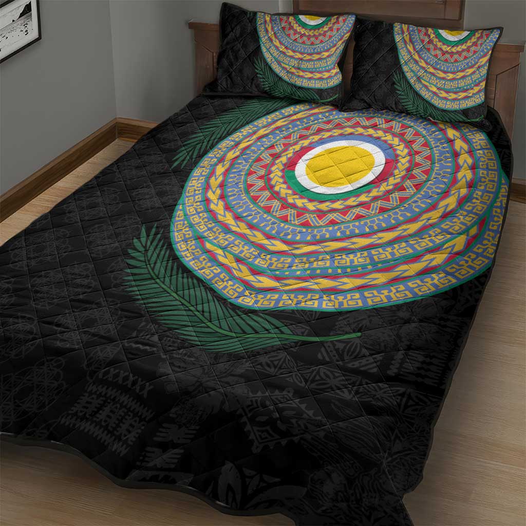 Shefa Tribal Tattoo with Namele Leaves Quilt Bed Set LT03 - Polynesian Pride