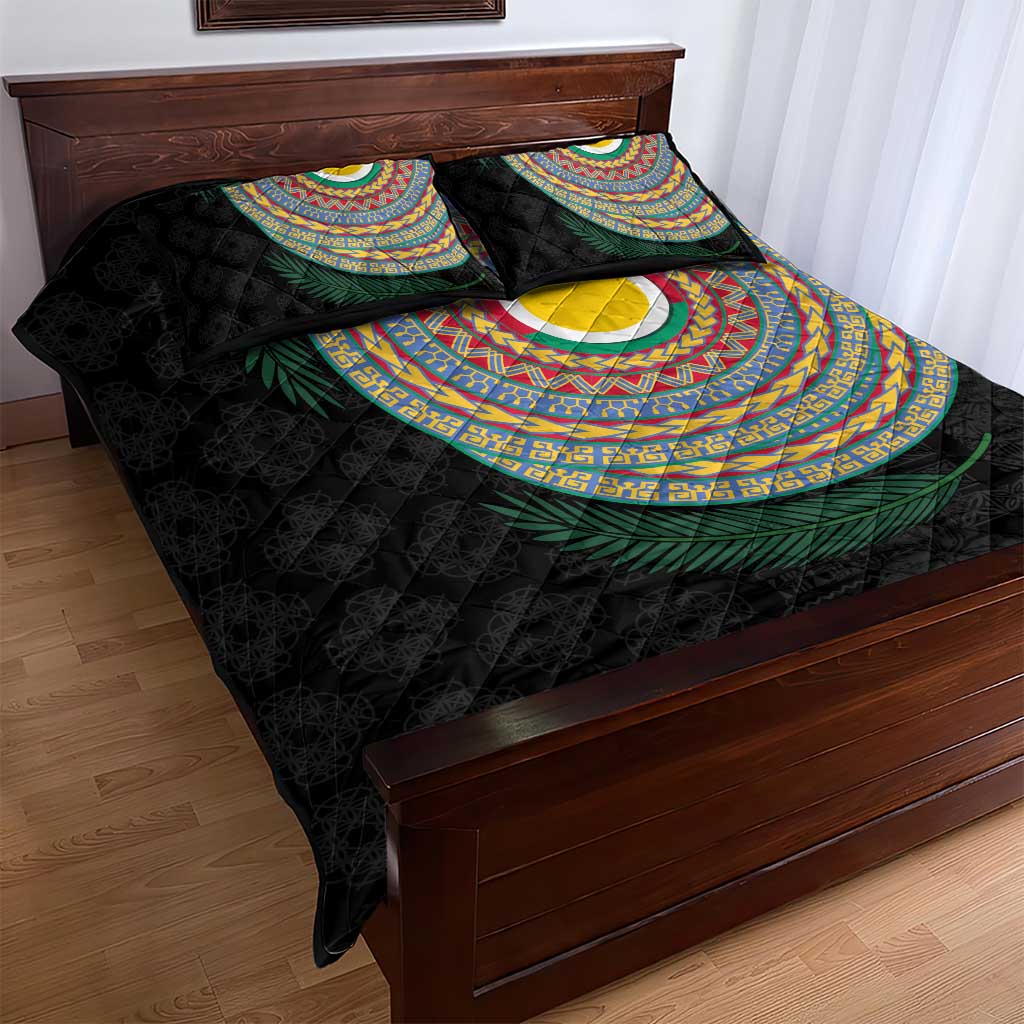 Shefa Tribal Tattoo with Namele Leaves Quilt Bed Set LT03 - Polynesian Pride