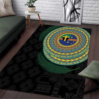 Tafea Tribal Tattoo with Namele Leaves Area Rug LT03 Black - Polynesian Pride