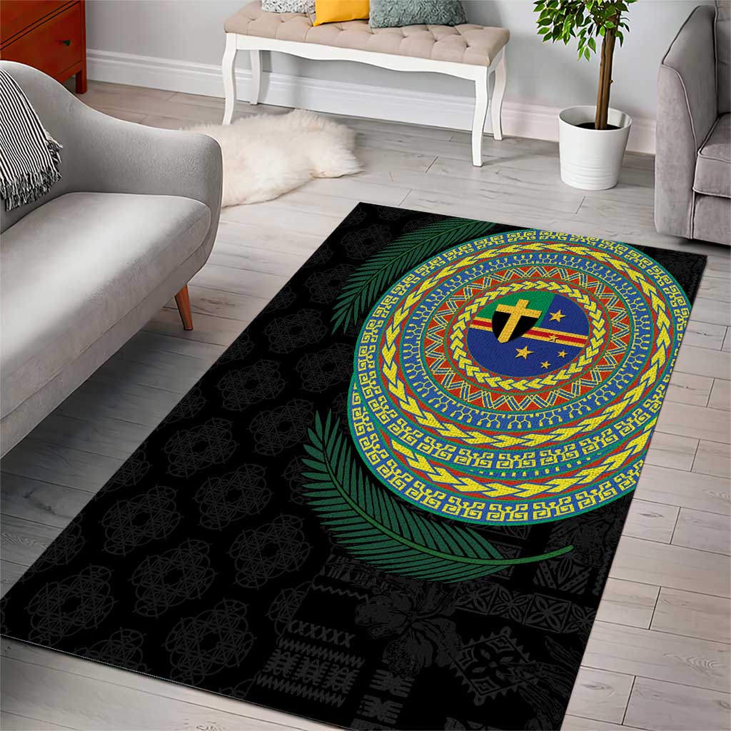 Tafea Tribal Tattoo with Namele Leaves Area Rug LT03 - Polynesian Pride