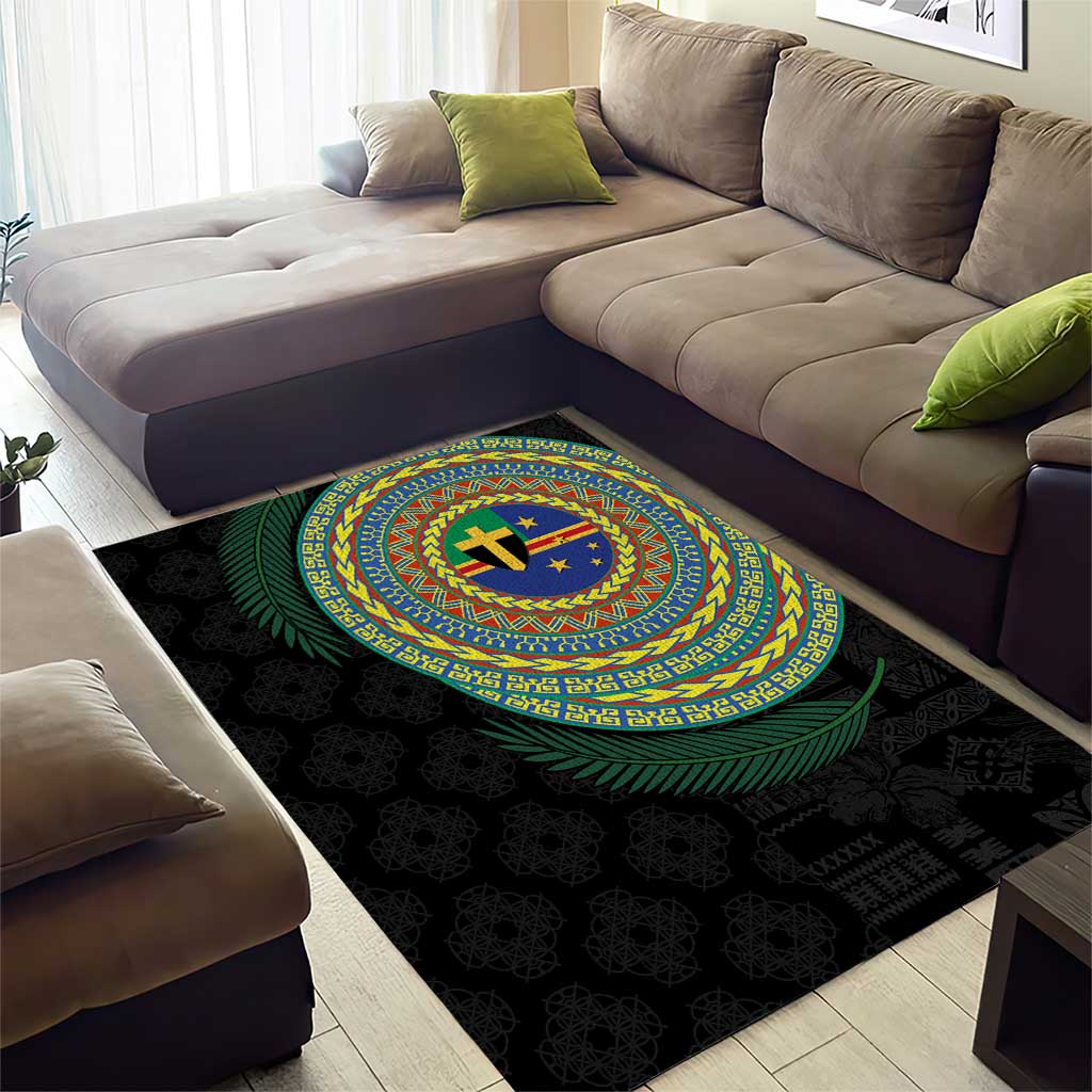 Tafea Tribal Tattoo with Namele Leaves Area Rug LT03 - Polynesian Pride