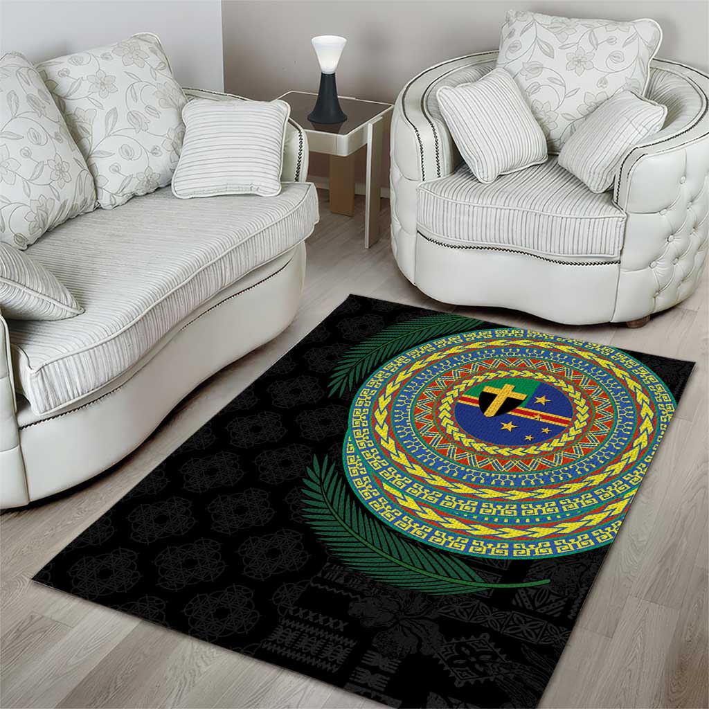 Tafea Tribal Tattoo with Namele Leaves Area Rug LT03 - Polynesian Pride