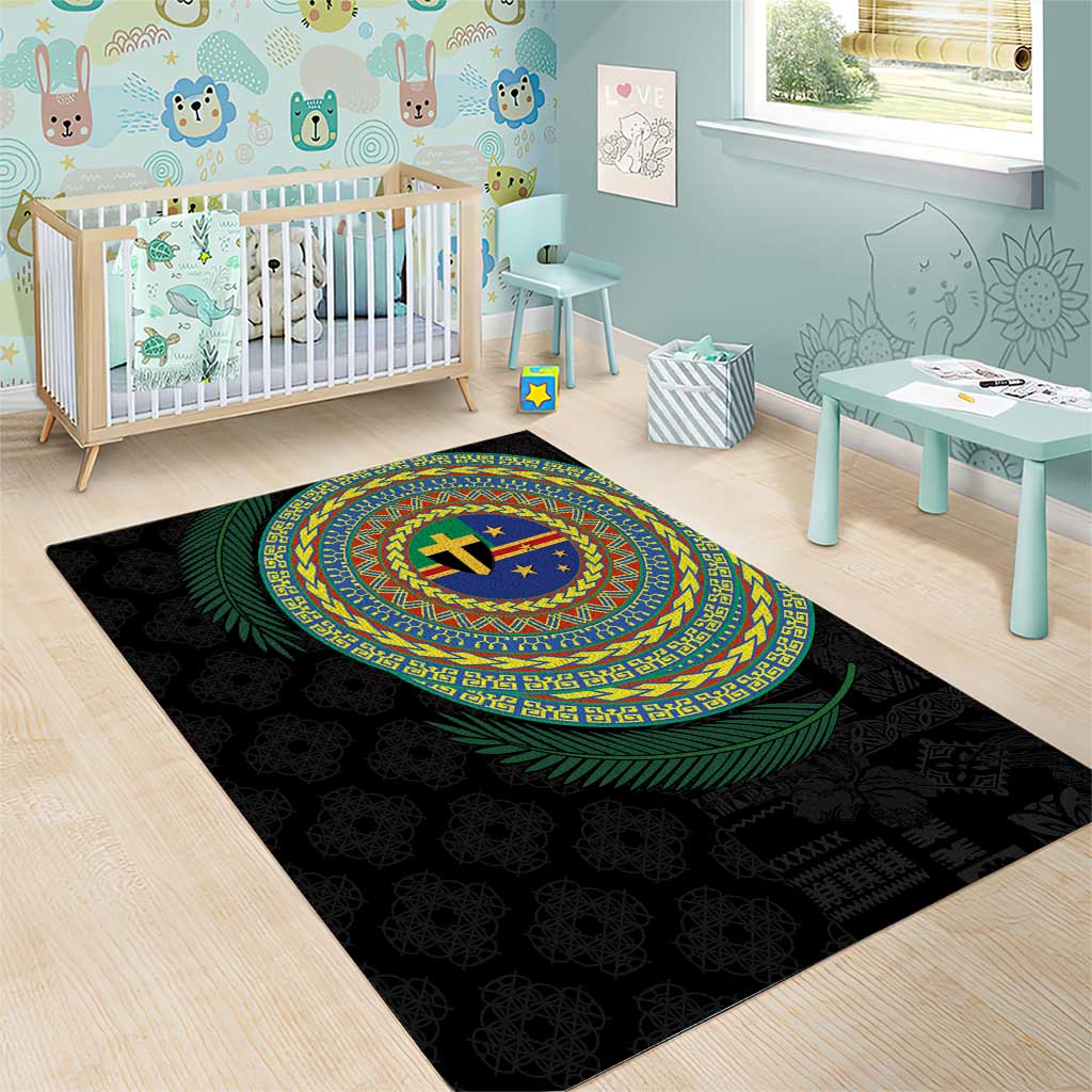 Tafea Tribal Tattoo with Namele Leaves Area Rug LT03 - Polynesian Pride
