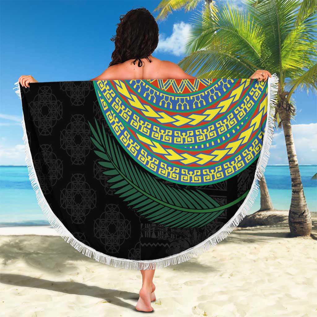 Tafea Tribal Tattoo with Namele Leaves Beach Blanket LT03 - Polynesian Pride
