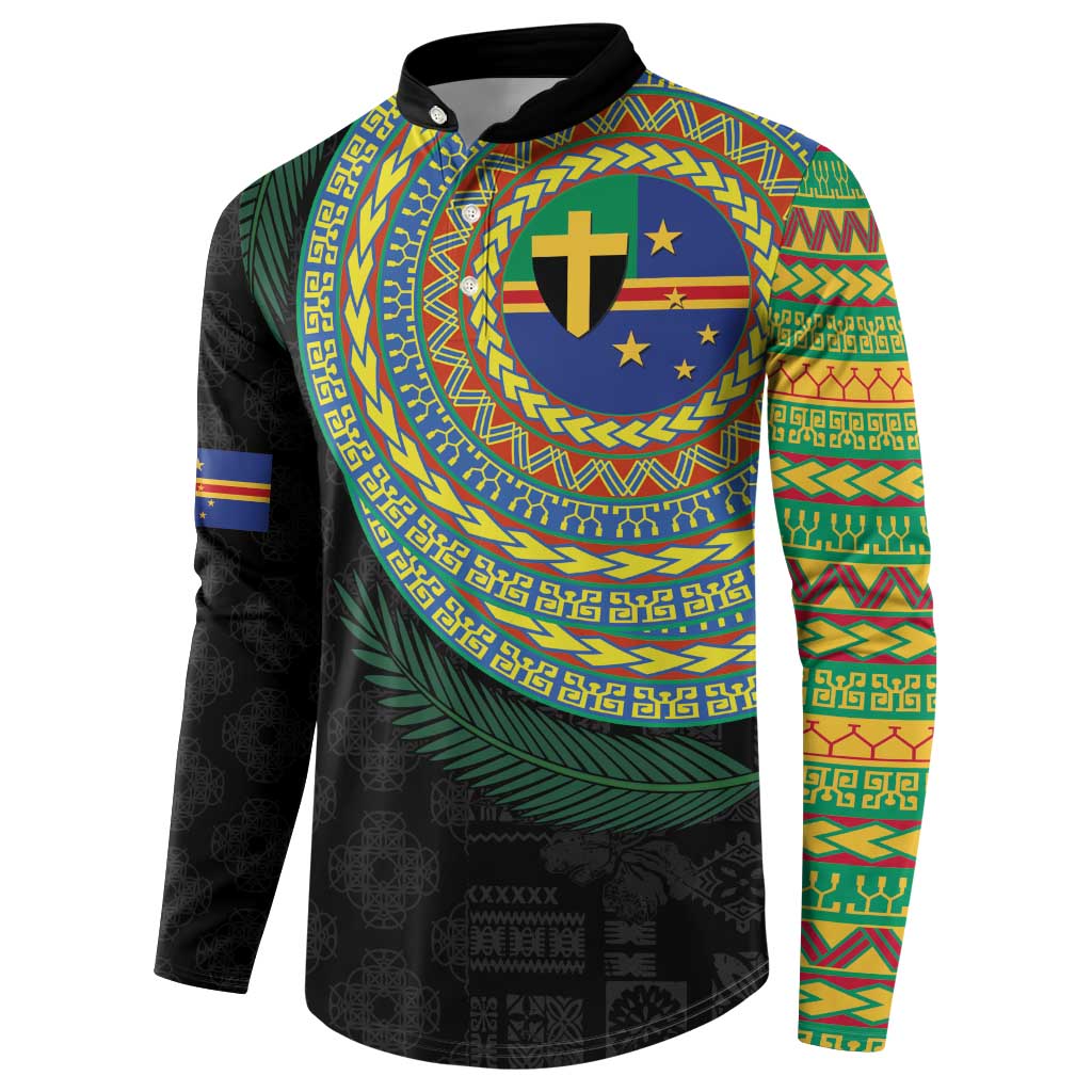 Tafea Tribal Tattoo with Namele Leaves Button Sweatshirt LT03 - Polynesian Pride