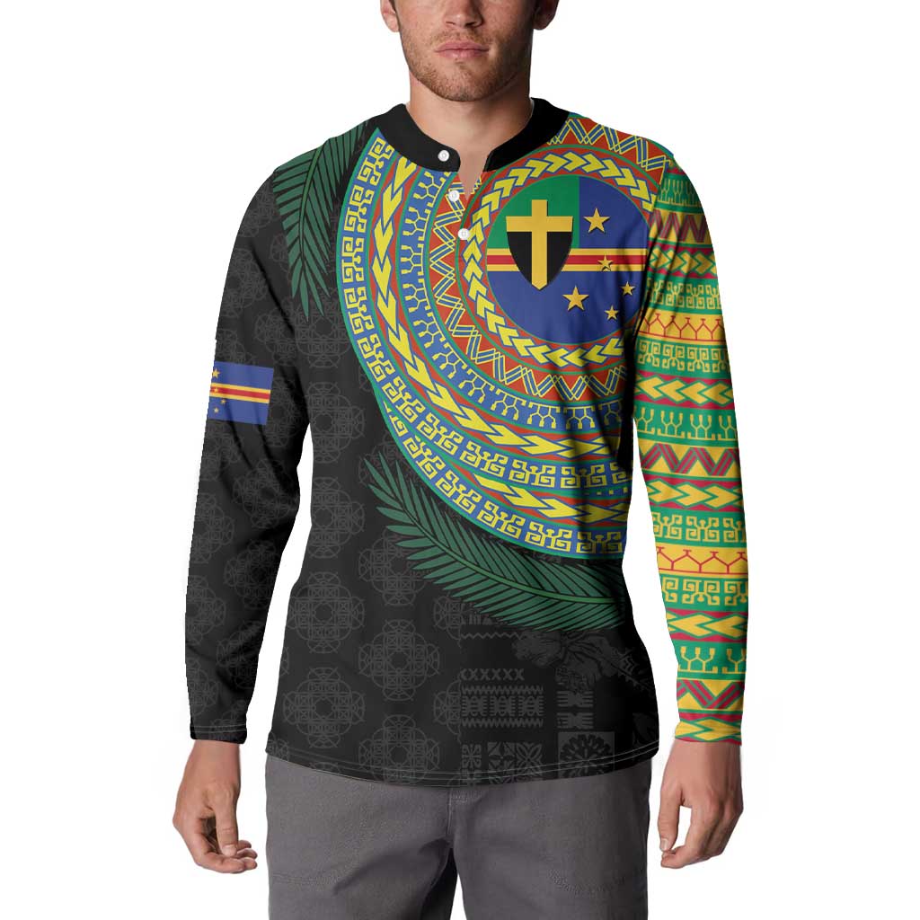 Tafea Tribal Tattoo with Namele Leaves Button Sweatshirt LT03 - Polynesian Pride