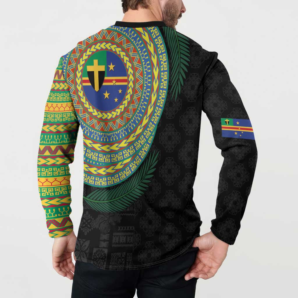 Tafea Tribal Tattoo with Namele Leaves Button Sweatshirt LT03 - Polynesian Pride