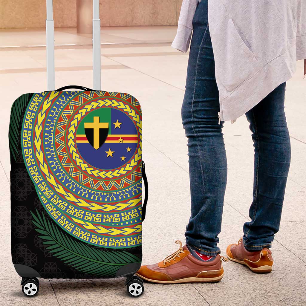 Tafea Tribal Tattoo with Namele Leaves Luggage Cover LT03 Black - Polynesian Pride