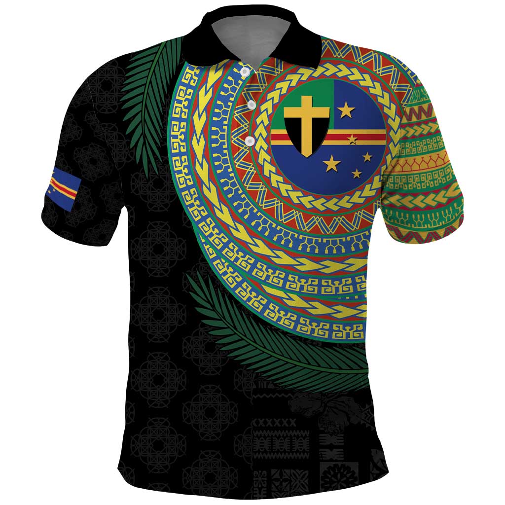 Tafea Tribal Tattoo with Namele Leaves Polo Shirt LT03 Black - Polynesian Pride