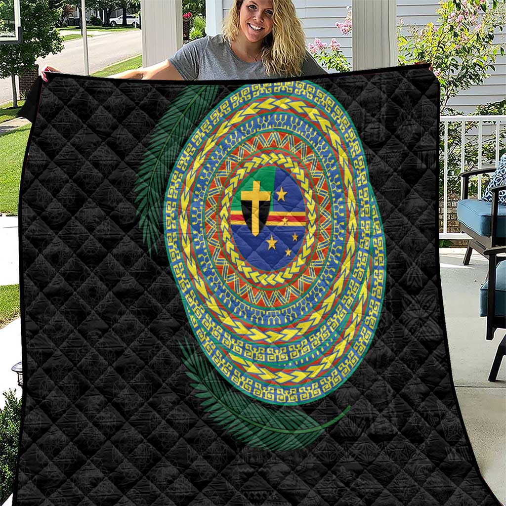 Tafea Tribal Tattoo with Namele Leaves Quilt LT03 Black - Polynesian Pride