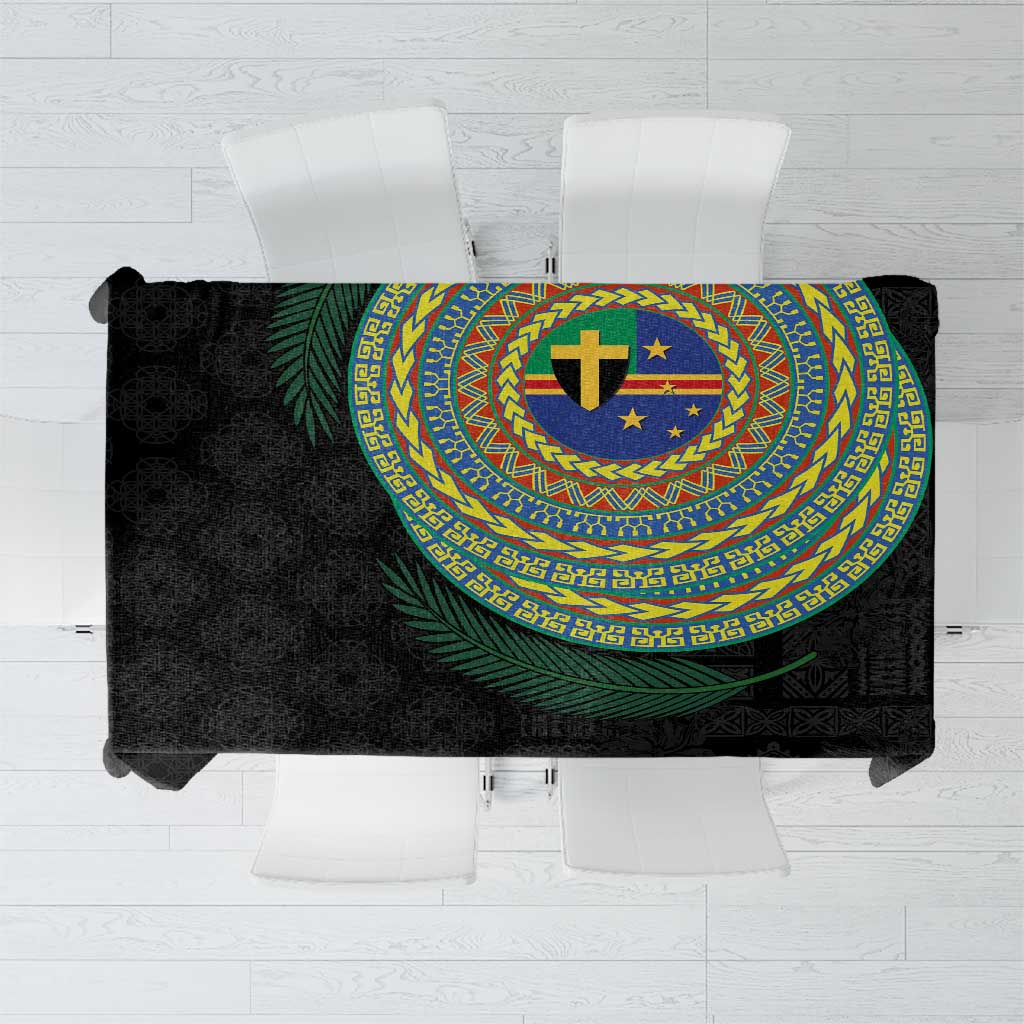 Tafea Tribal Tattoo with Namele Leaves Tablecloth LT03 Black - Polynesian Pride