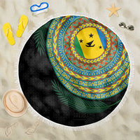 Malampa Tribal Tattoo with Namele Leaves Beach Blanket LT03 One Size 150cm Black - Polynesian Pride