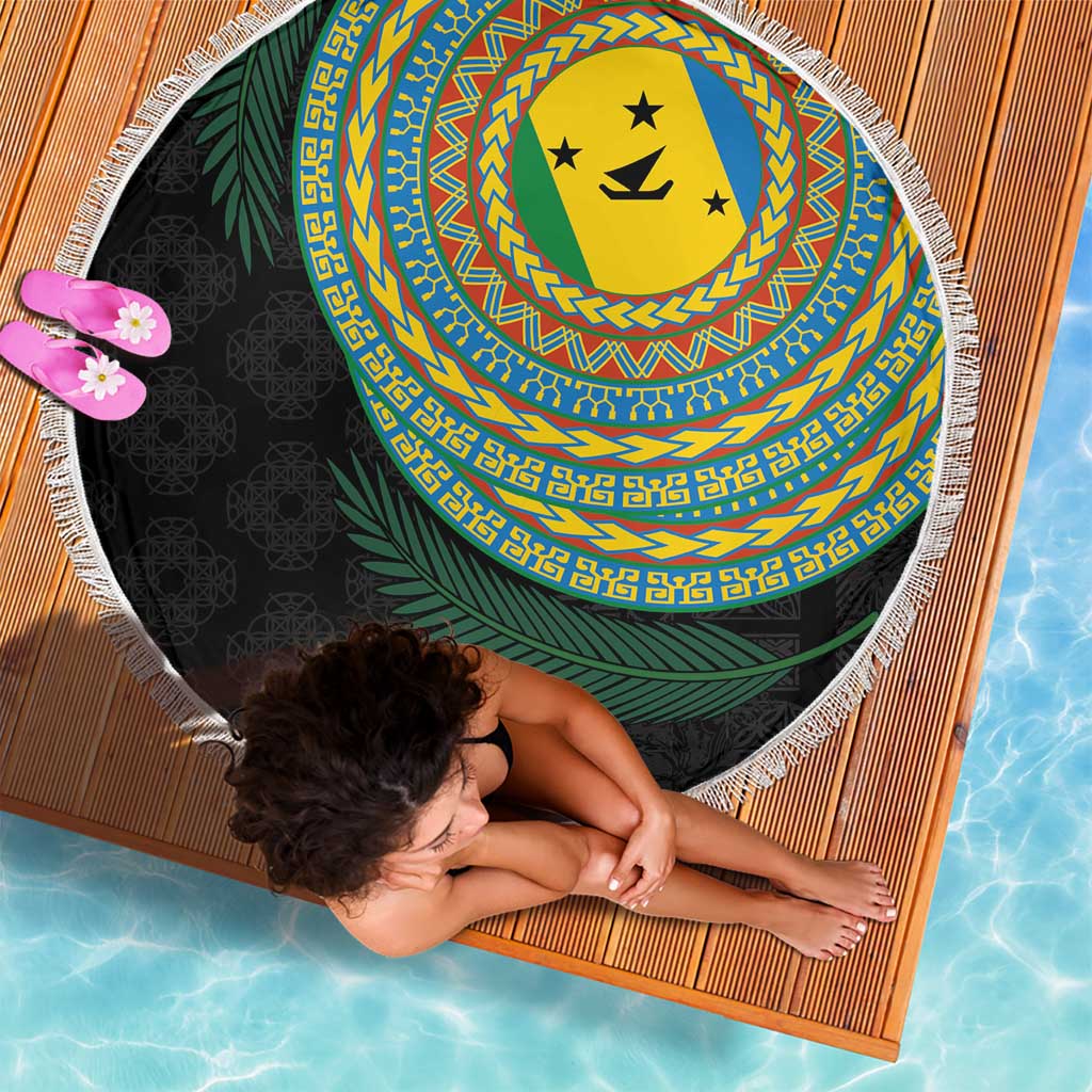 Malampa Tribal Tattoo with Namele Leaves Beach Blanket LT03 - Polynesian Pride