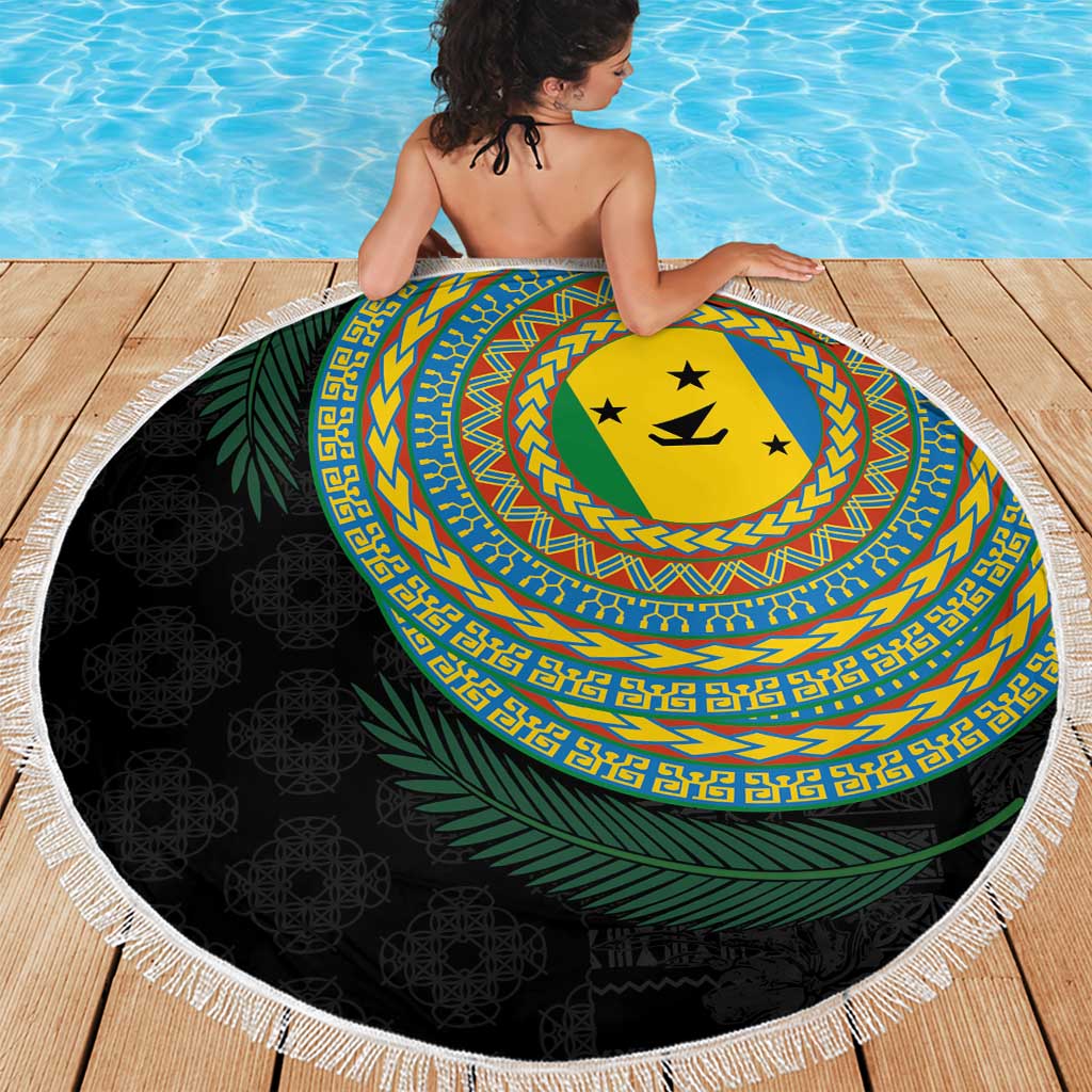Malampa Tribal Tattoo with Namele Leaves Beach Blanket LT03 - Polynesian Pride