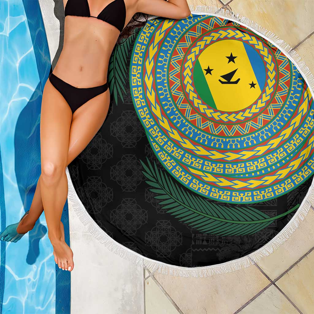 Malampa Tribal Tattoo with Namele Leaves Beach Blanket LT03 - Polynesian Pride