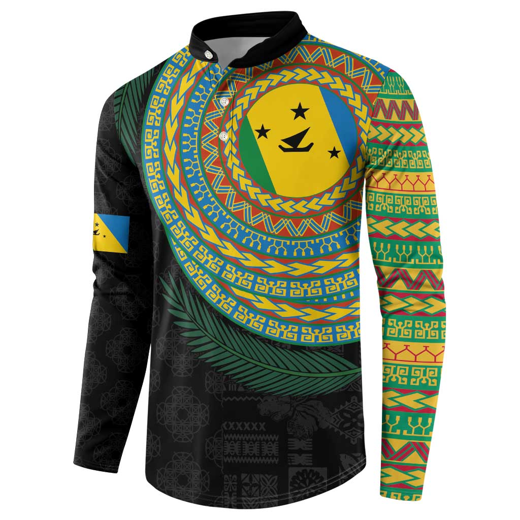 Malampa Tribal Tattoo with Namele Leaves Button Sweatshirt LT03 - Polynesian Pride