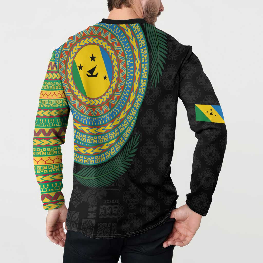 Malampa Tribal Tattoo with Namele Leaves Button Sweatshirt LT03 - Polynesian Pride