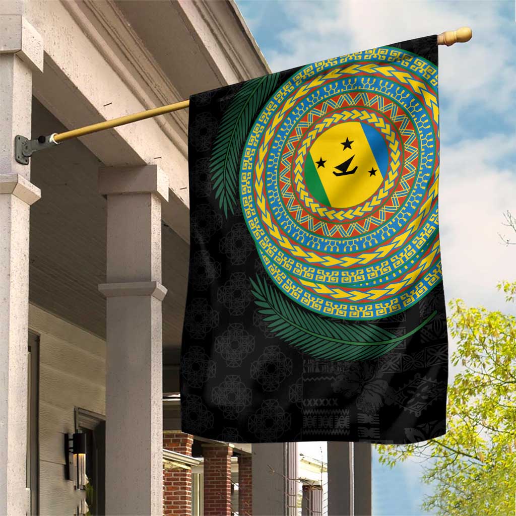 Malampa Tribal Tattoo with Namele Leaves Garden Flag LT03 House Flag Black - Polynesian Pride
