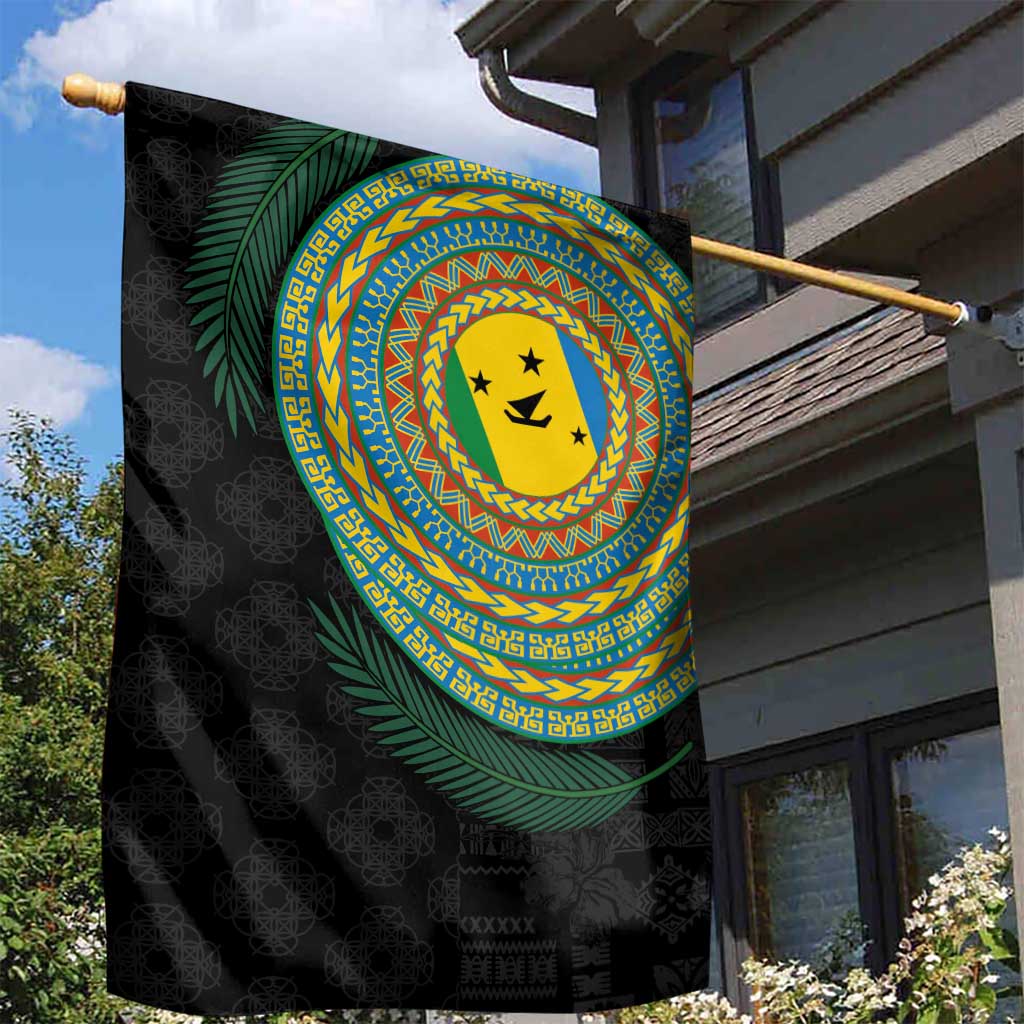 Malampa Tribal Tattoo with Namele Leaves Garden Flag LT03 - Polynesian Pride