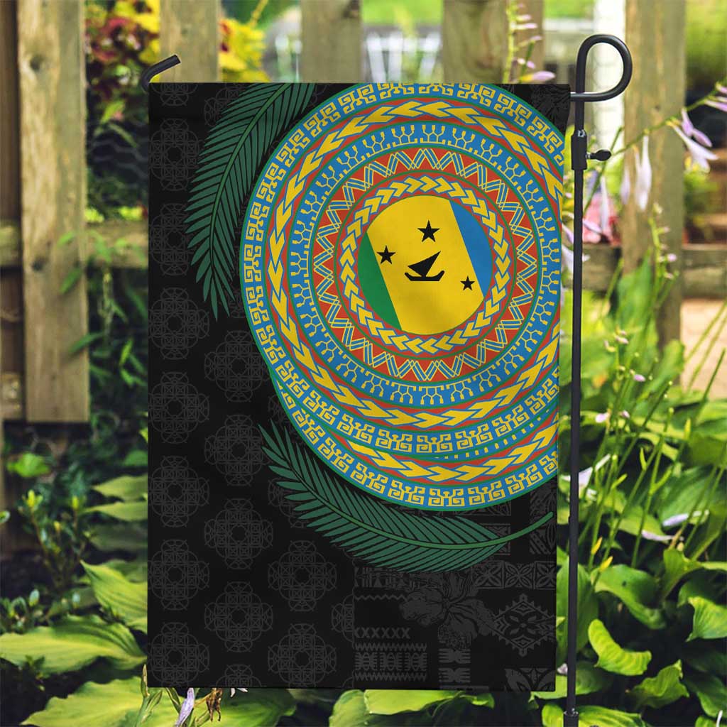 Malampa Tribal Tattoo with Namele Leaves Garden Flag LT03 Garden Flag Black - Polynesian Pride