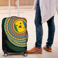 Malampa Tribal Tattoo with Namele Leaves Luggage Cover LT03 Black - Polynesian Pride