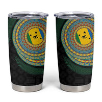 Malampa Tribal Tattoo with Namele Leaves Tumbler Cup LT03 Black - Polynesian Pride
