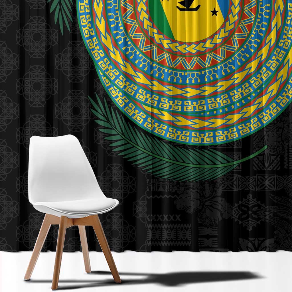 Malampa Tribal Tattoo with Namele Leaves Window Curtain LT03 - Polynesian Pride